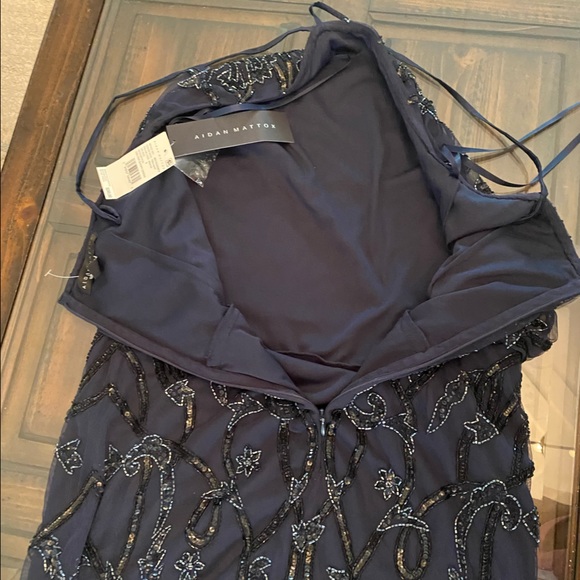 Aidan Mattox Navy Beaded Tulle Halter Dress NWT Size 6 - Picture 15 of 16